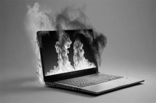 laptop on fire